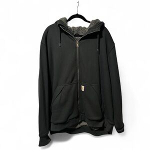 Carhartt Rain Defender Black Full Zip Hoodie 3308 Sherpa Lined Men’s 2XL